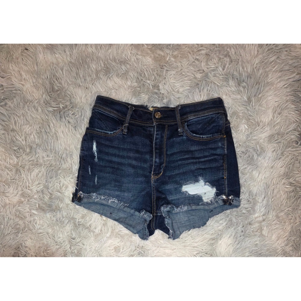 Hollister Short-Short High Rise Distressed Denim Jean Shorts W25 Size 1 Dark